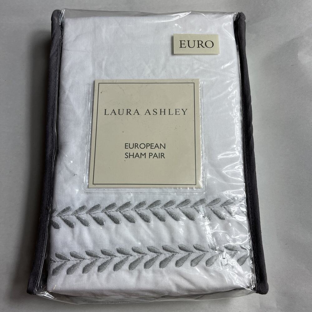 Laura Ashley Euro Sham 2 Smooth Cotton Shams with Zipper Closure Lightweight